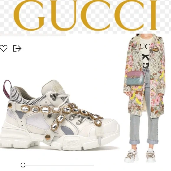 Gucci Flashtrack Crystal Embellished Platform Sneakers 💕 - Picture 1 of 11